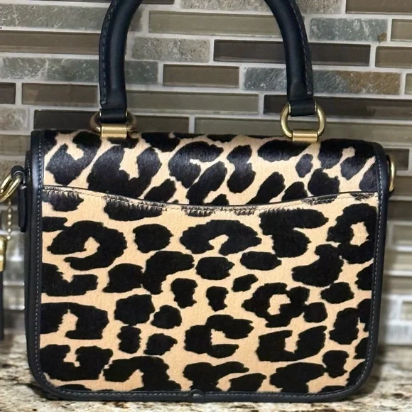 Coach Rogue Top Handle In Haircalf with Leopard Print NWT - Picture 3 of 11